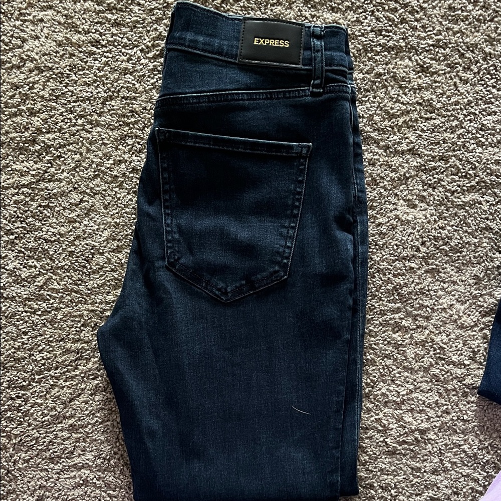 Express Midnight Blue Denim cropped skinny jeans